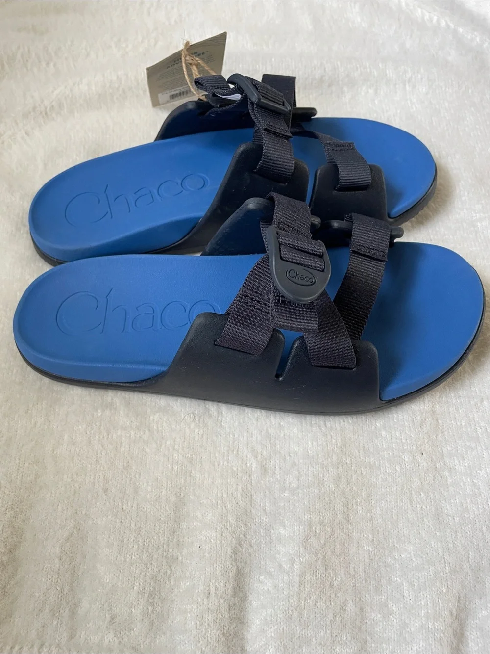Chaco Kids Blue Footbed Sandals with Black Webbing